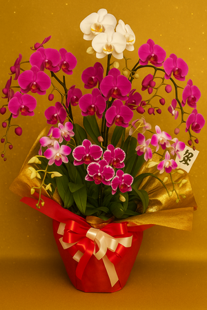 数量限定のお正月用寄せ植えラン 〈踊（うどぅい）〉